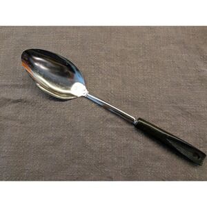 Vintage EKCO Chromium Plated Serving Spoon Black Handle Made in USA